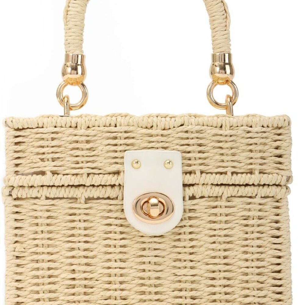 Rattan Straw Tote Unique Crossbody Handbag Beach Summer Travel Fashion